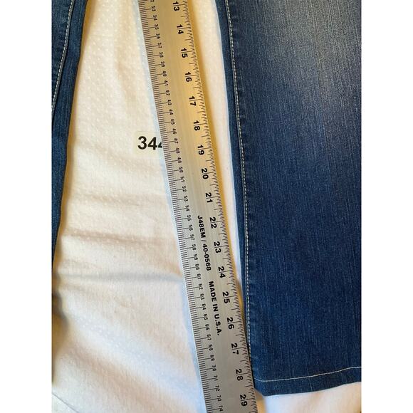 Twentyone Black By Rue21 Women Flared Jeans size 9/10R Blue Mid Rise Stretch - Picture 4 of 11